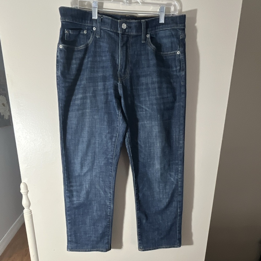 Lucky Brand Straight Men's Jeans Blue Dark Wash Denim Cotton Button Zip Size 33
